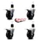 Service Caster 4'' Soft Rubber Swivel 1-7/8'' Expanding Stem Caster Set Total Lock Brake, 4PK SCC-EXTTL20S414-SRS-178-4 - alternate 2